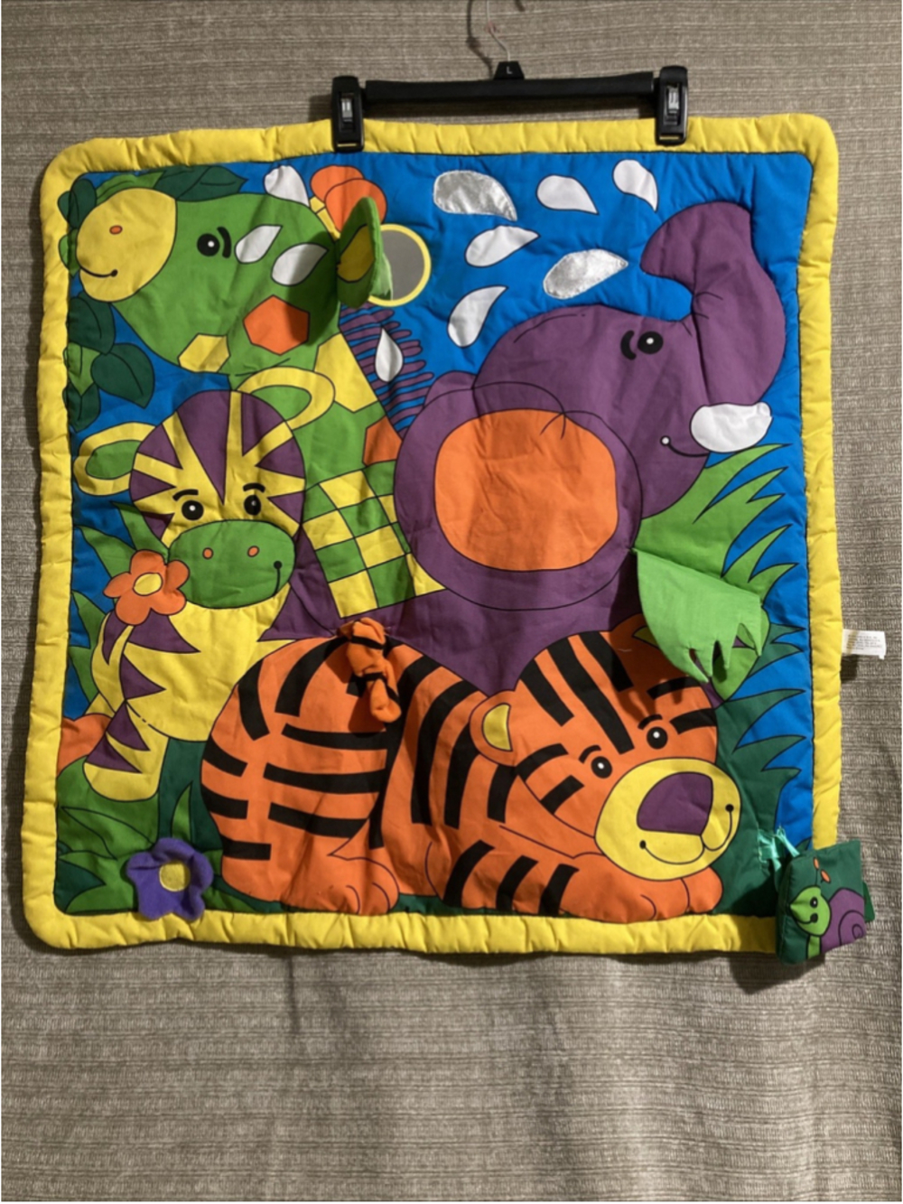 Vintage Animal Tiger Jungle Jolly Floor Play Mat Baby Sensory Rattle Mirror